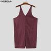 INCERUN Mens Strap Sleeveless Striped Print Romper Jumpsuits Overalls