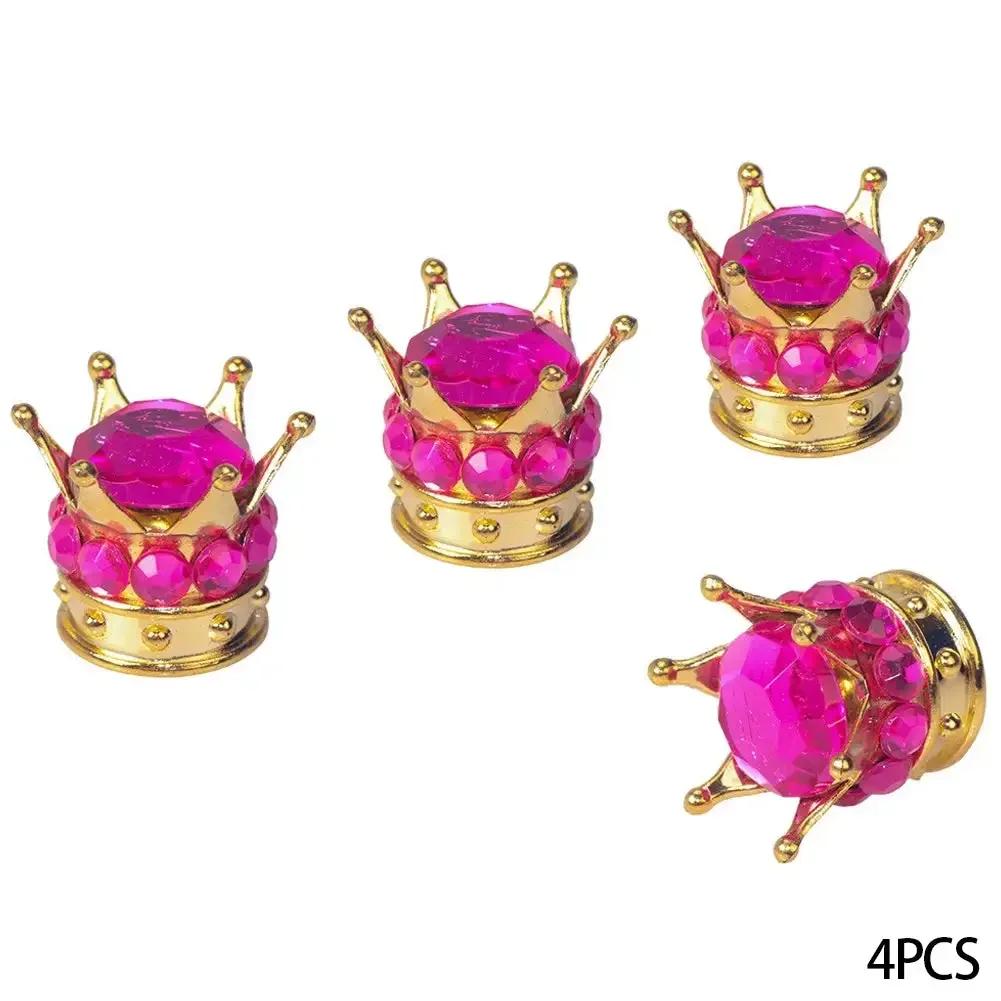 4Pcs/Set Bling Rhinestones Valve Stem Caps Chrome Crown Tire Valve Stem Caps for Car Auto Bike and Motorcycle Auto Accessoires