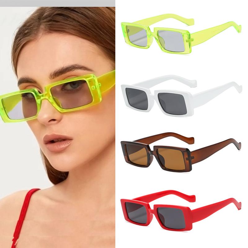 1/4set Trendy Candy Color Wide Square Frame Sunglasses Small Rectangle Sunglasses Summer Female UV400 Lens Trendy Eyewear UV400