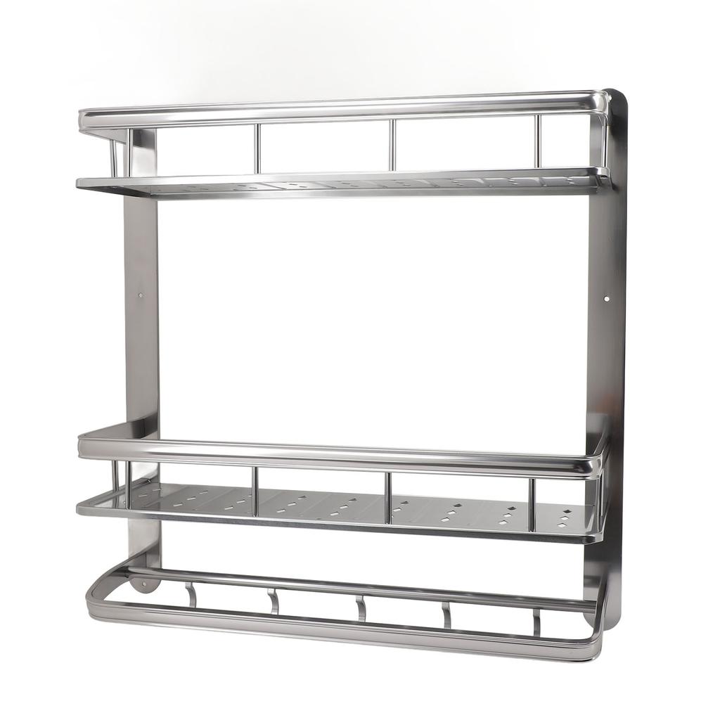 Shower Caddy Organizer Stainless Steel Wall Mounted Bathroom Shelf Rack with Towel Bar for Bathroom