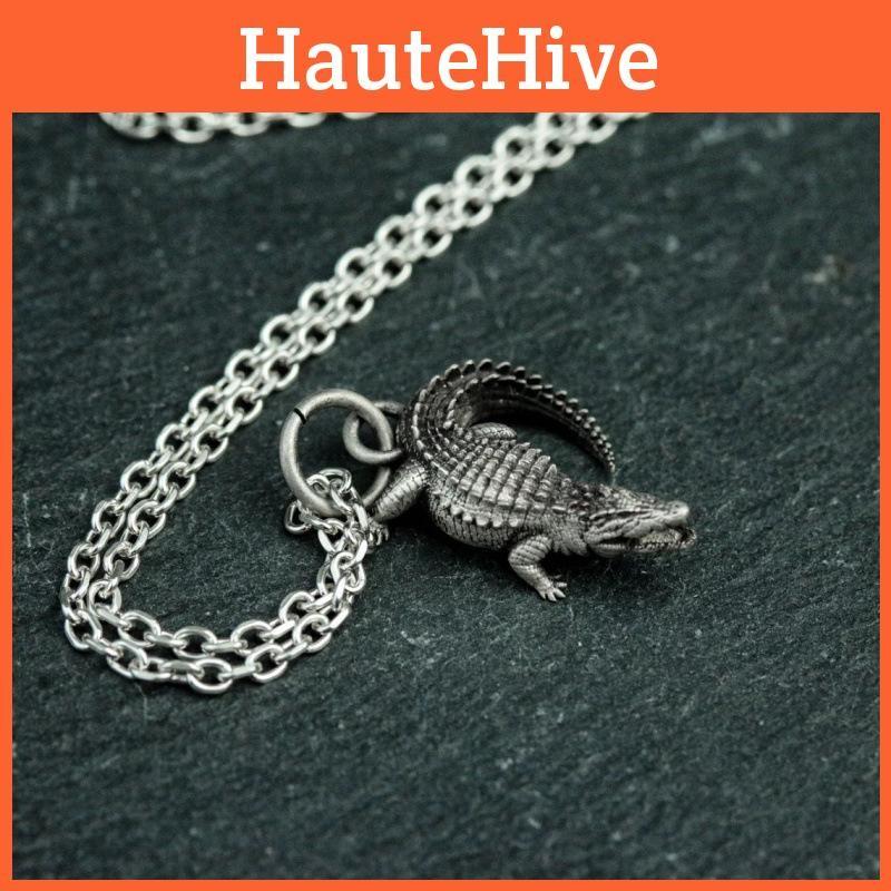 Crocodile Retro Style Animal Jewelry Pendant Alloy Chain Men Decoration Women