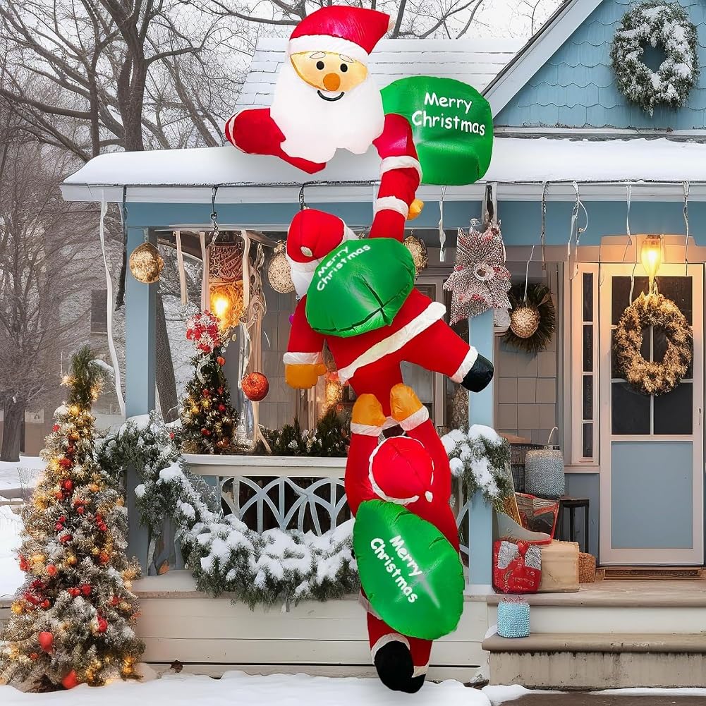 Inflatable Santa Claus Christmas Outdoor Wall Climbing Santa 245cm with Air Christmas Window School Festival Display, Santa, Decoration, Claus, Tall,