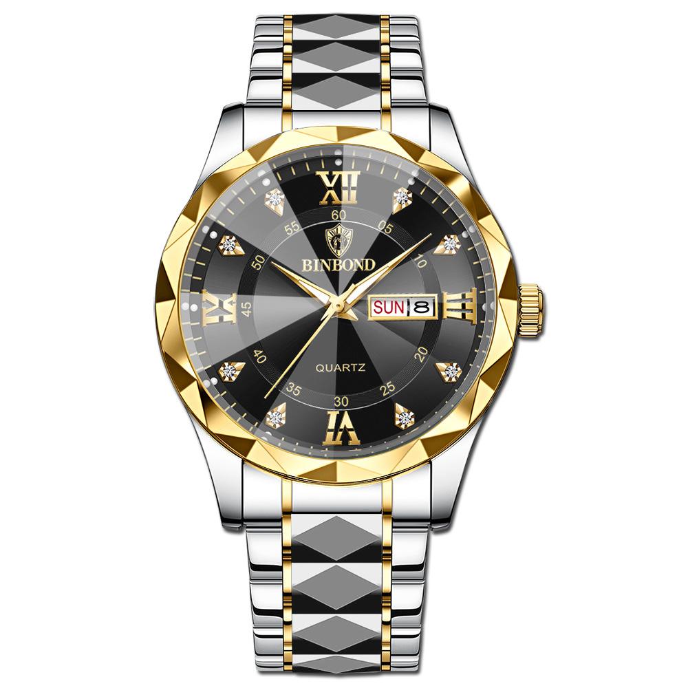 Fashion Mens Watches 30M Waterproof Top Quartz Watch Men Date Week Stainless Steel Dress Wrist Watches for Men Business Watch Man