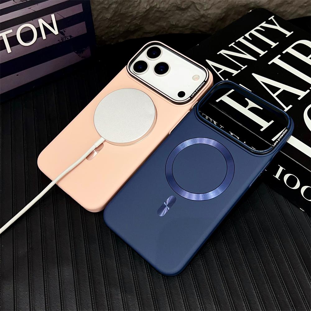 Solid Color Matte Magnetic Wireless Charging Case For Magsafe For iPhone 17 Air 16 Pro Max Plus Ultra Thin Hard PC Cover