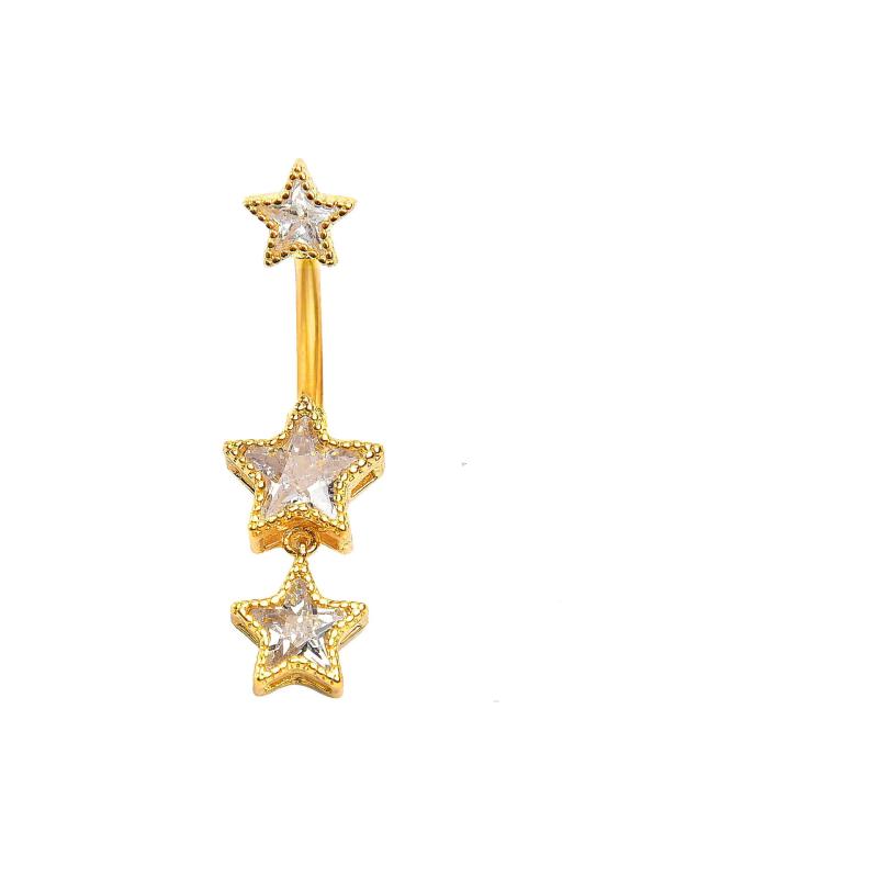 Crystals Star Dangled Belly Button Rings Stainless Steel Dainsty Zircon Navel Ring Belly Piercing Body Jewelries