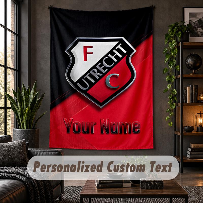 Personalized Wall Tapestry,FC Utrecht Custom Text, Soft Fabric Wall Art For Indoor Decoration