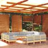 Vidaxl 13-Cz. Garden Lounge Set, Grey Cushions, Pine