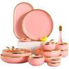Ru Han Pink Ceramic Dinner Plate with Gold Rim