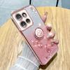 KADEM For Motorola Edge 50 5G Case Ring Kickstand TPU Flowers Phone Cover Gradient Glitter