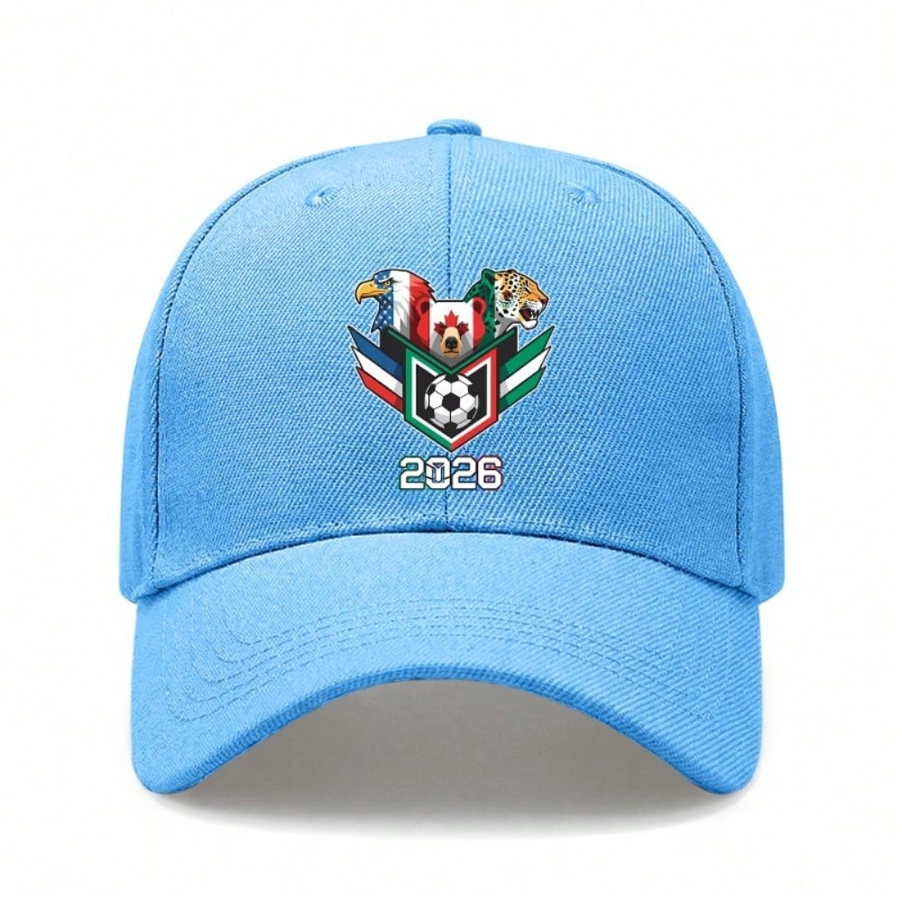 [Patriotic Baseball Cap] 2026 Soccer Theme Print Unisex Adjustable Breathable Lightweight Polyester Hat For Outdoor Sports Festivals Gift - Dad Hat,