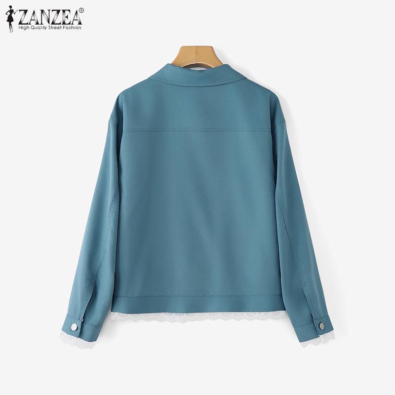 ZANZEA Women Turn Down Collar Solid Color Casual Long Sleeve Blouse