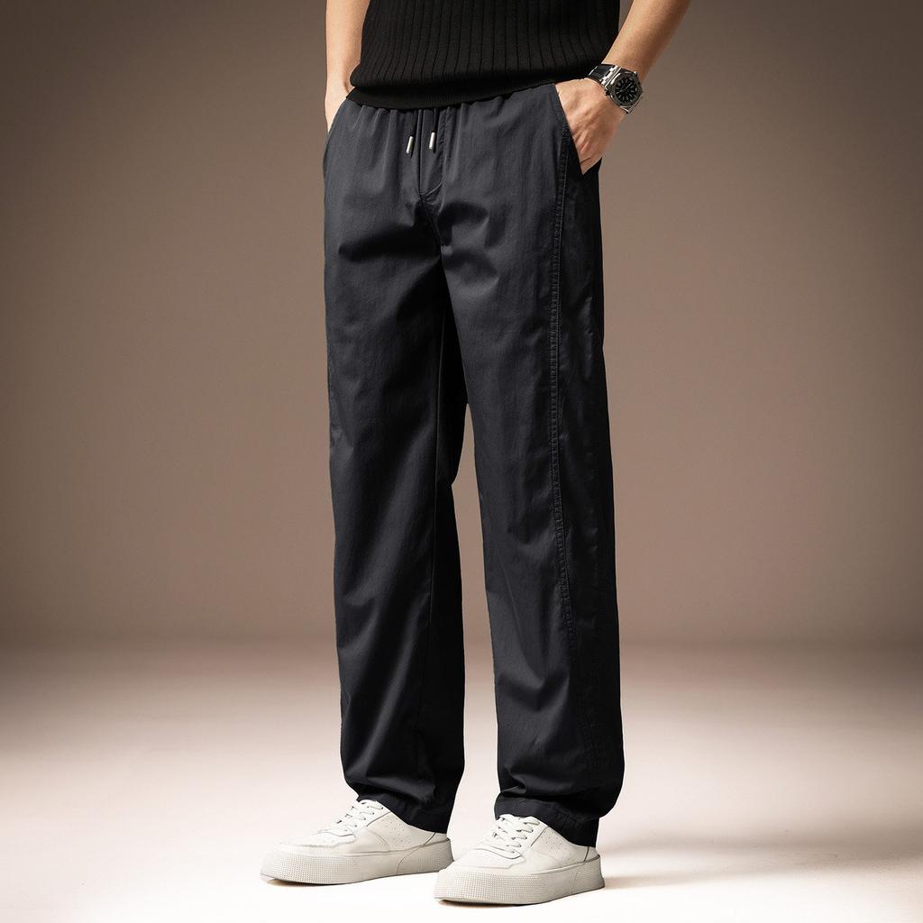 High-end American Retro Simple Straight Casual Pants Men's Summer Thin Loose Wide-leg Sports Tooling Splicing Trousers