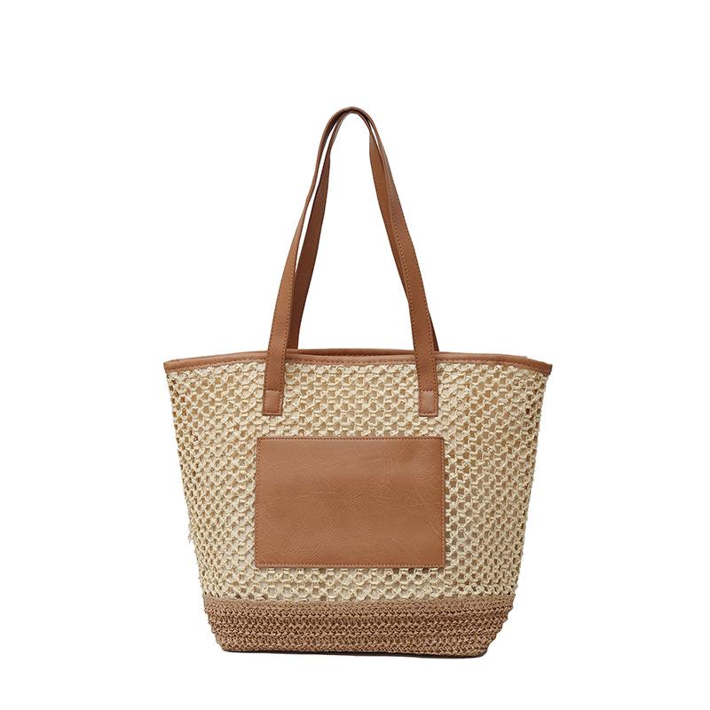 Women's Bag Versatile Retro Style Personality Knitting Cutout Contrast Women's Big Armpit Bag Tote Bag Shoulder Bag Women