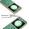 ABEEL For Samsung Galaxy Z Flip7 FE 5G/Z Flip6 5G Case Electroplating Edge Ostrich Texture Genuine Cow Leather Back Cover