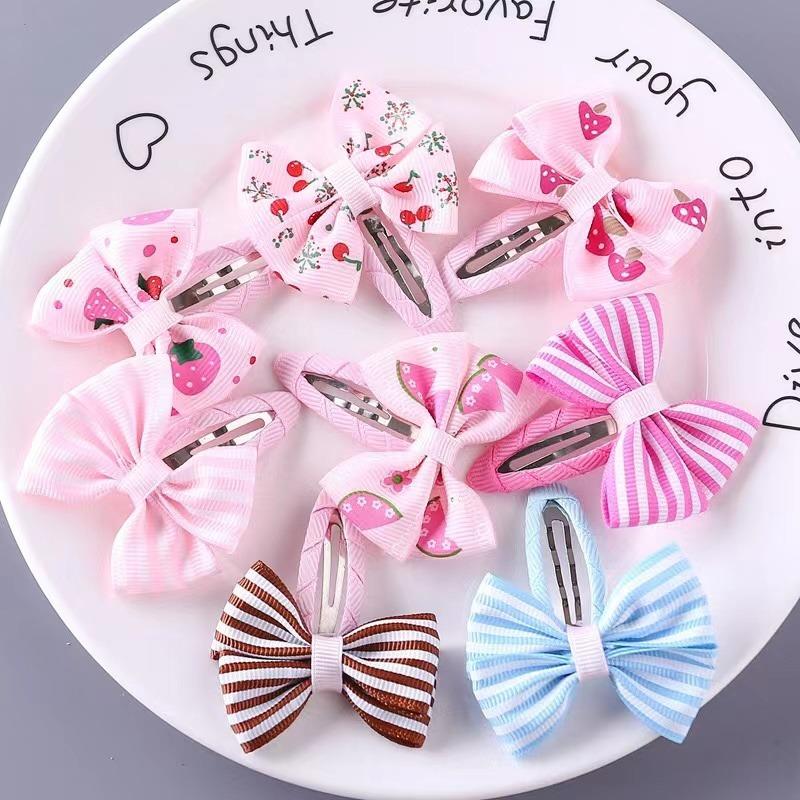 2Pcs Princess Print Bow Girls Hairpins Children Headwear Hairgrip Hair Clips Barrettes Hair Accessories