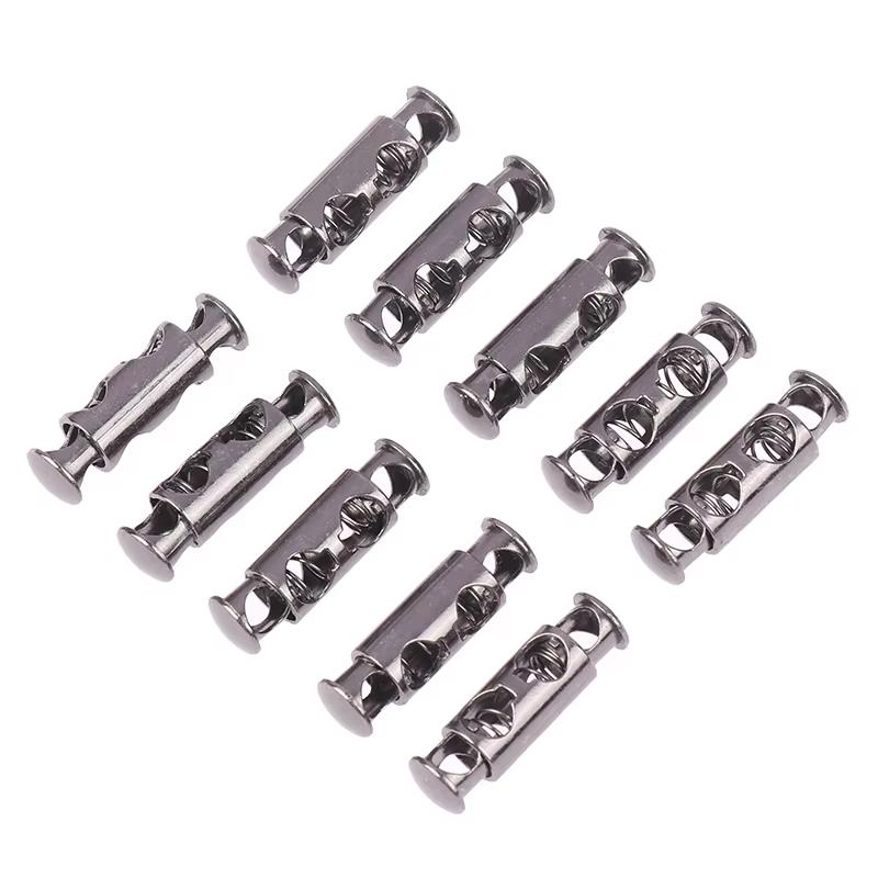 10Pcs Metal Double Hole Head Spring Buckle Cord Lock Elastic Adjustment Buckles Tightening Fasteners Locks Sewing Tools