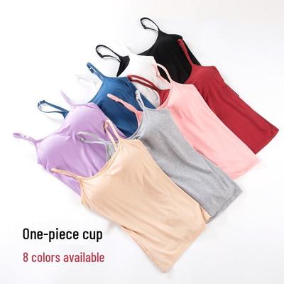 Modal Damen Tanktop ohne Bügel mit eingebauten BH-Einlagen - Yoga-Basisschicht, verbesserte Version