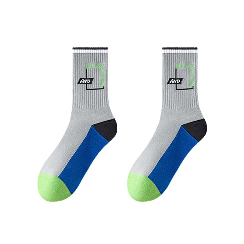 

Male Autumn and Winter Style Cotton Trend Youth Sports Basketball Tube Socks 1 pair серый/синий