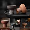 Empty Zhai Old Rock Clay Goblet Silver Gilded High Foot Master Cup Bronze Glaze Ceramic Teaware Tea Cups Japanese Cup Tea Bowl