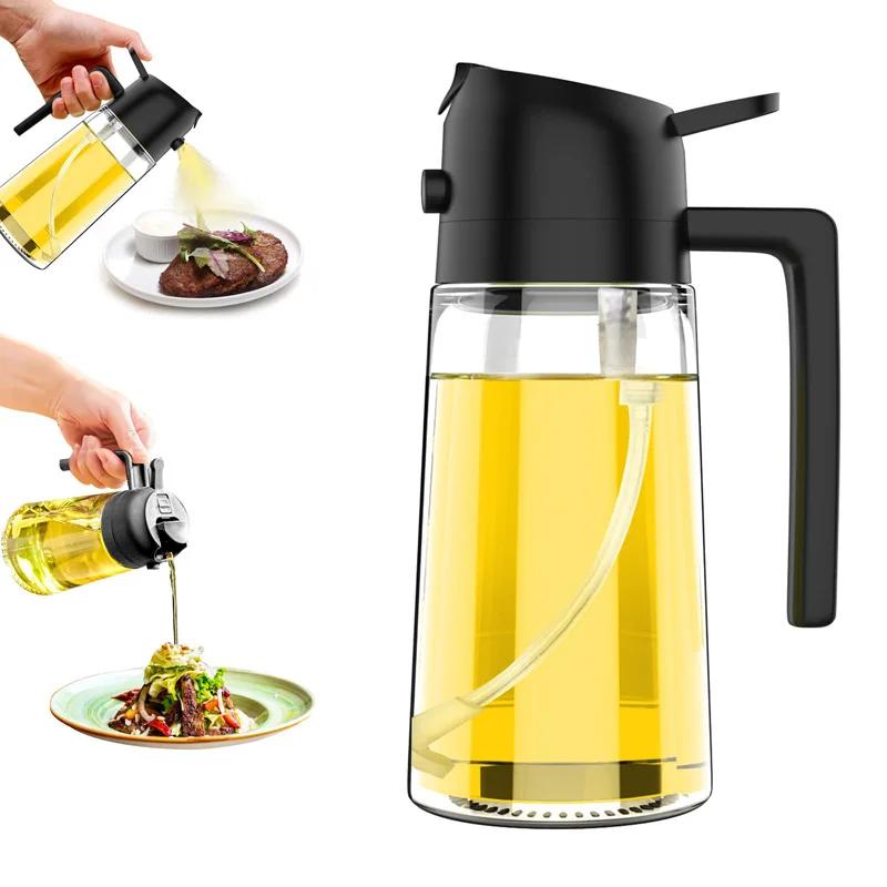 Oil Cruet Diffuser Oil Kitchen Spray Oil Sprayer 500ml Spray Oil Polisher Kitchen Seasoning Supplies for Air Fryer Salad Camping