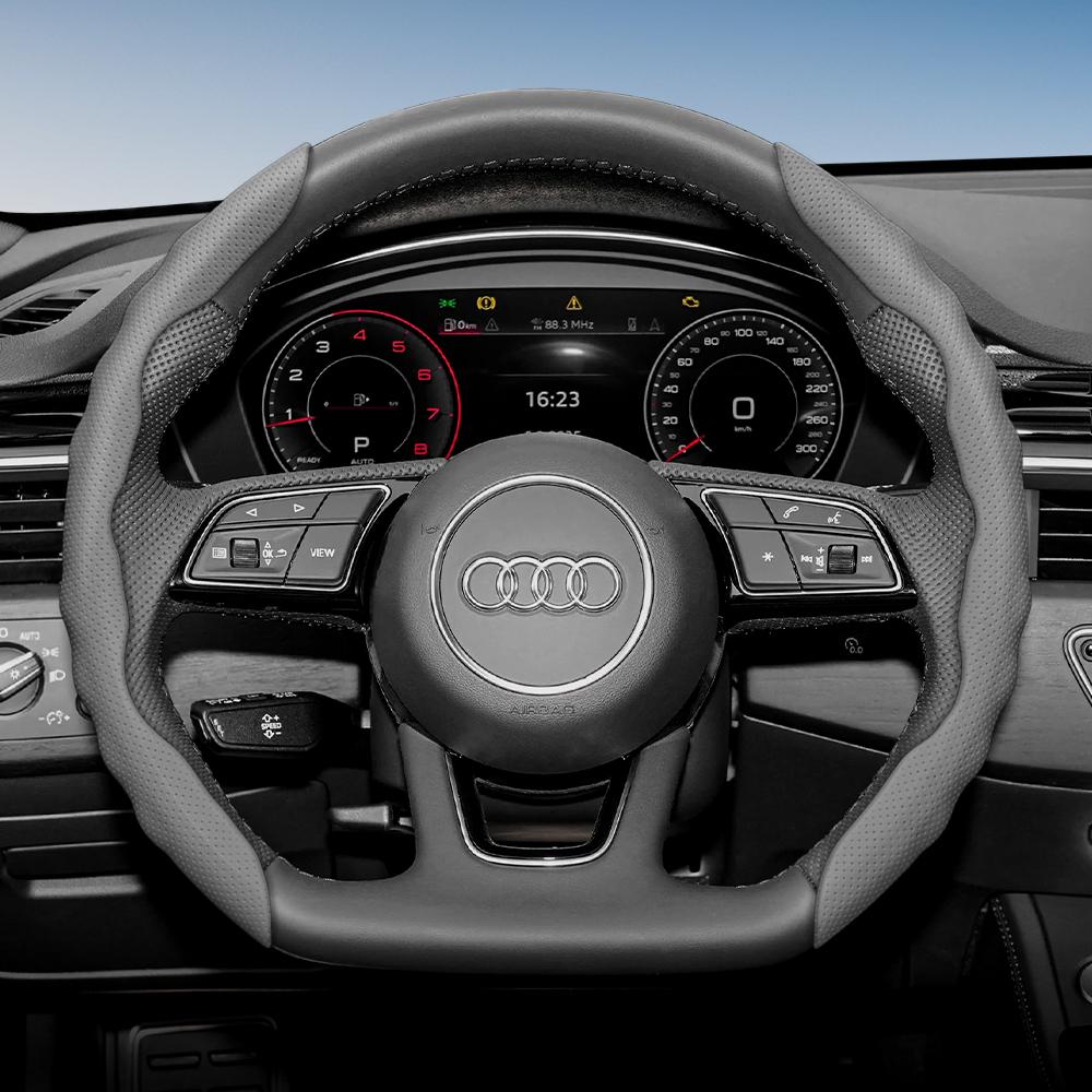 Funda para Volante para Audi, Diseño Deportivo Ondulado, Cuero Transpirable, Segmentada, Antideslizante, Absorbente de Sudor, Funda Protectora A4 B8