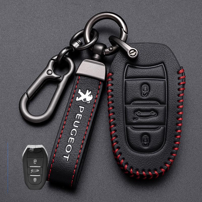 2026 Hot Car Sticker PU Leather Car Key Case Cover Shell Accessories For Peugeot 2008 3008 4008 5008 308 408 508 Auto Key Holder