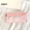 Portable Toiletry Pouch Mesh Makeup Brush Pouch, Cosmetic Bag with Zipper, Clear Quick Dry Accessory Case Organizer for Travel Daily Storage