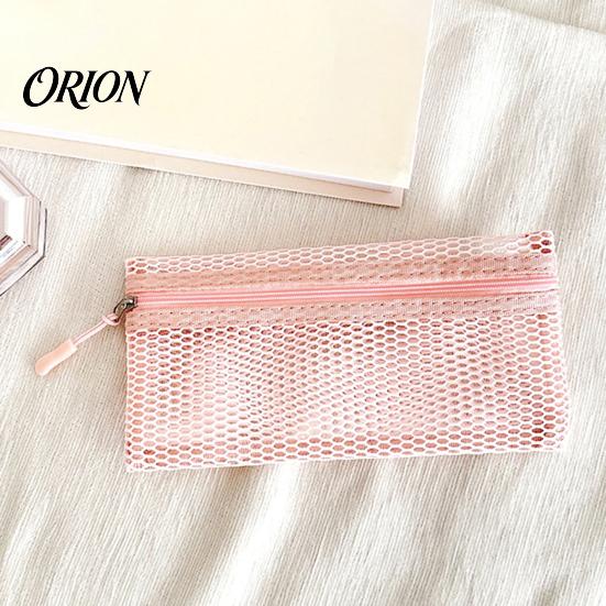 Portable Toiletry Pouch Mesh Makeup Brush Pouch, Cosmetic Bag with Zipper, Clear Quick Dry Accessory Case Organizer for Travel Daily Storage