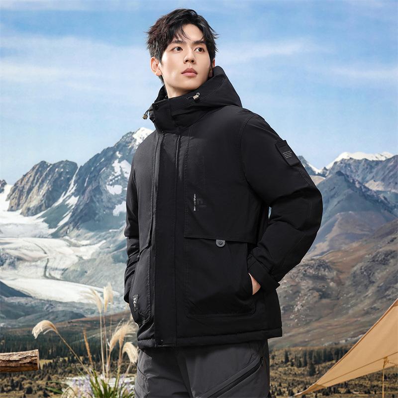 

Зимняя новая куртка с капюшоном, мужская утолщенная короткая молодежная свободная куртка-пуховик для активного отдыха 4XL