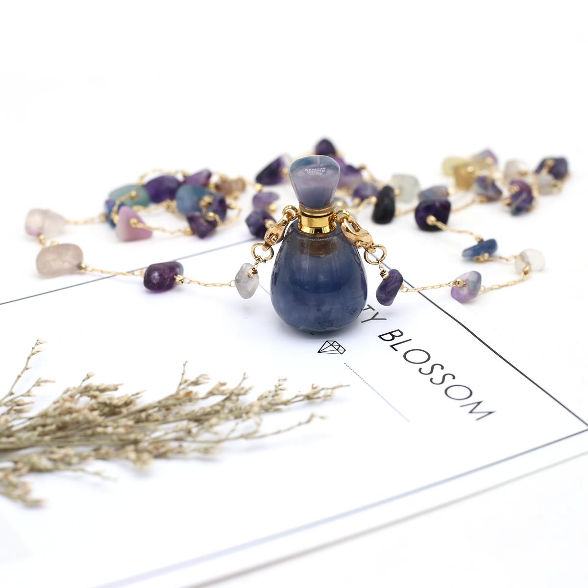 

1шт натуральный камень фиолетовый кристалл ожерелье кулон, аметист флакон духов подвески аметисты подвески гравийная цепочка ожерелья для женщин мужчин ювелирные изделия Amethyst, 8x34mm