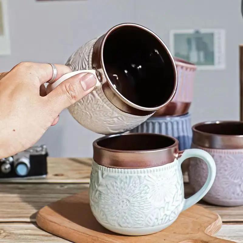 520ml Creative Kiln Change Mug Breakfast Cup Retro Coffee Cups Milk Cup Ceramic Mug Mugs Large-capacity Hand Warmer Drinkware