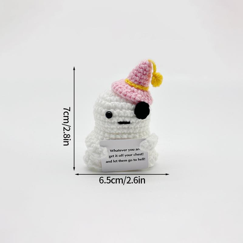 Halloween Cute Ghost Crochet Pendant Desktop Handmade Weaving Decor Creative Halloween Party Gift Backpack Keychain Accessories