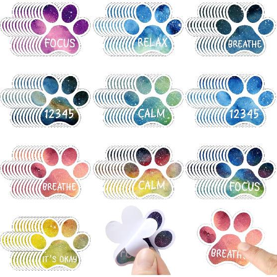 Crtiin 100 Pcs Sensory Strips Anxiety Calm Mindfulness Stickers Fidget Stress Breathing Sensory Sticker Different Textures Rough Tactile Tape for