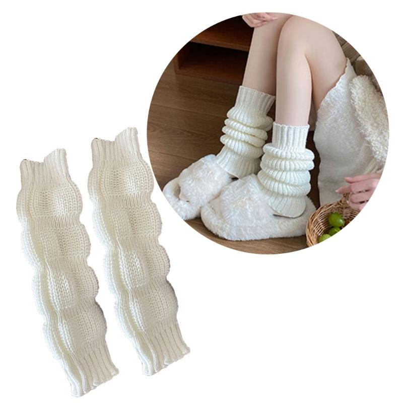Japanese Student Leg Warmer Footless Socks for Women Girls Scrunch Lantern Boot Covers Solid Color Loose Leg Sleeves