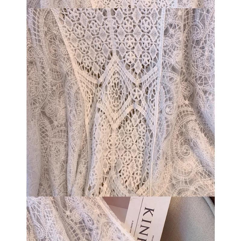 Dimanaf 2025 Nové Dámské Pletené Krajkové Tričko s O-výstřihem Dutý Letní Styl Základní Krátké Topy Trička Volné Oblečení