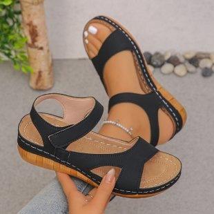 Damen Sommersandalen mit offenen Zehen und Schnallen-Knöchelriemen, Plateau-Keilabsatz, Bequeme rutschfeste Sandalen zum Gehen, Strandschuhe für Damen, Lässige elegante Schuhe