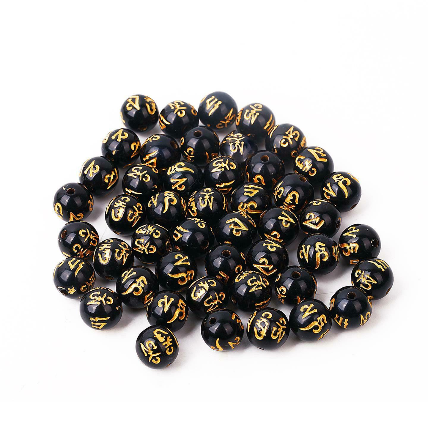 

Пластиковые чёрные бусины с золотистым узором, 30/50/100 штук 8mm 100pcs