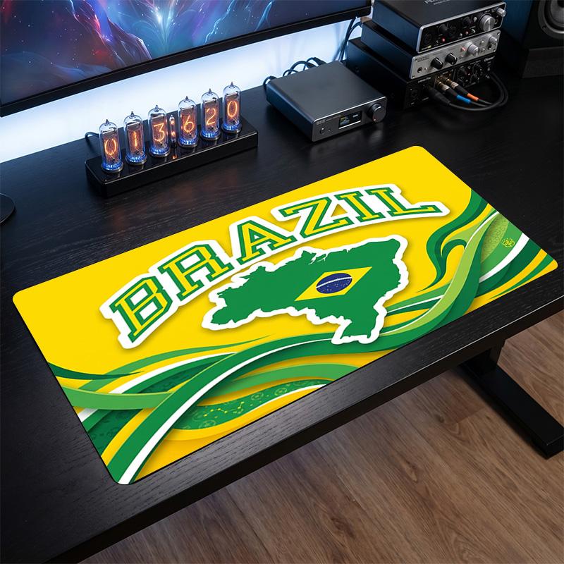 Brazil Football Crest Mouse Pad, Extended Non Slip Rubber Desk Mat for Gaming Office Laptop Fan Gift