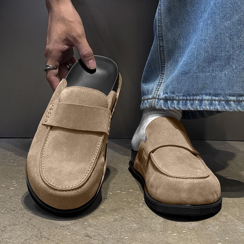2025 new anti-velvet thick-soled bag head half slippers men's outer slippers lazy casual shoes 55336-Z