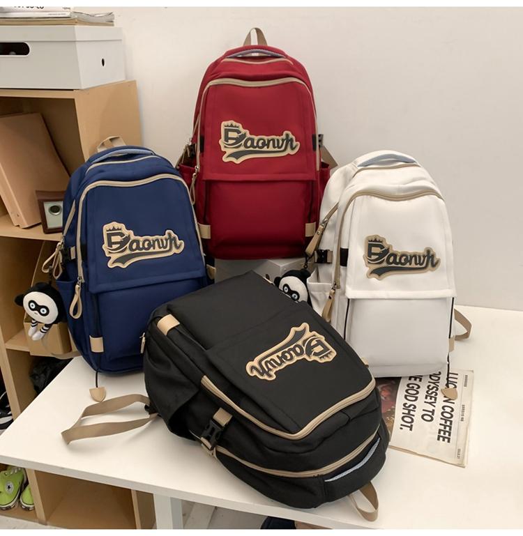 Рюкзак для путешествий большой емкости для старшеклассников ретро-колледжа белый — фото 10