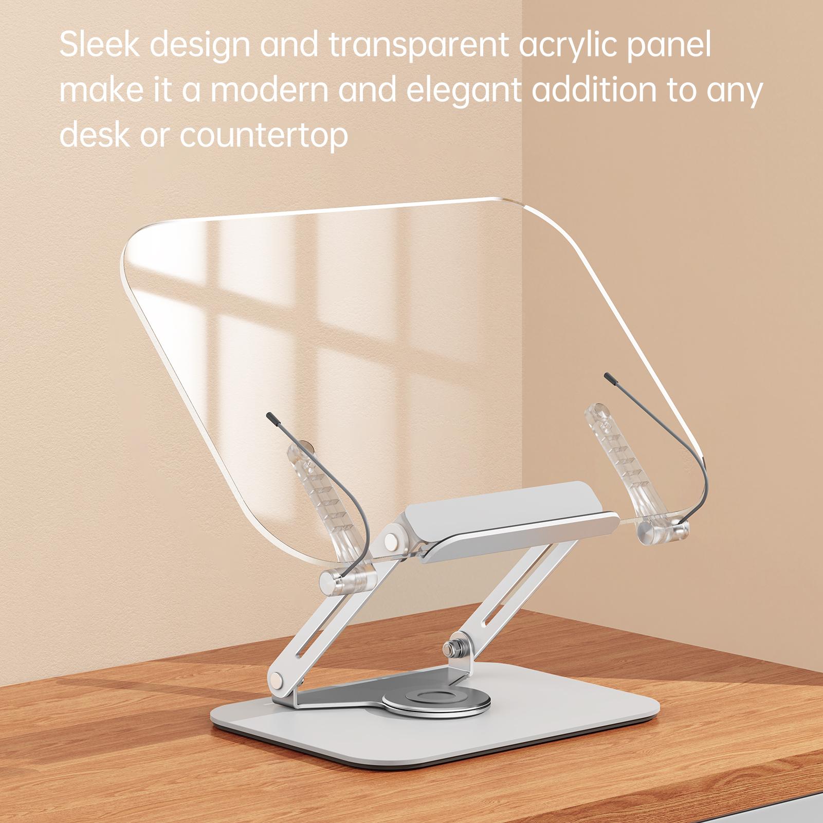 

Bisofice Desktop Book Stand for Reading with 360 degrees Rotating Base Transparent Acrylic Panel & Page Clips Foldable прозрачный