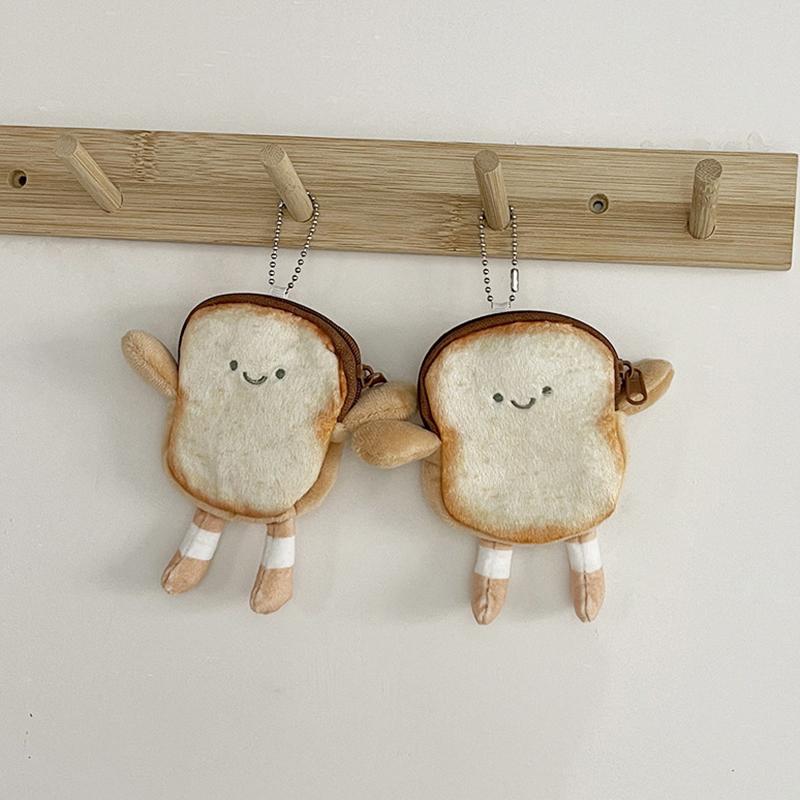 Kawaii toast plyšová mince peněženka kreativní roztomilý chléb mince pouzdro mini peněženka držák na karty klíčenka sluchátka tašky přívěsek