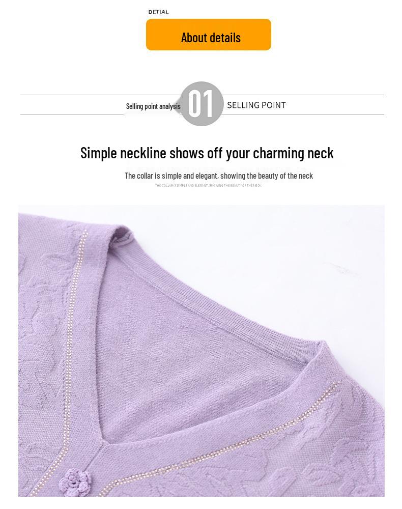 Spring/Fall Thin Knitwear for Middle-Aged & Elderly Women: Stylish Stretch Pullover