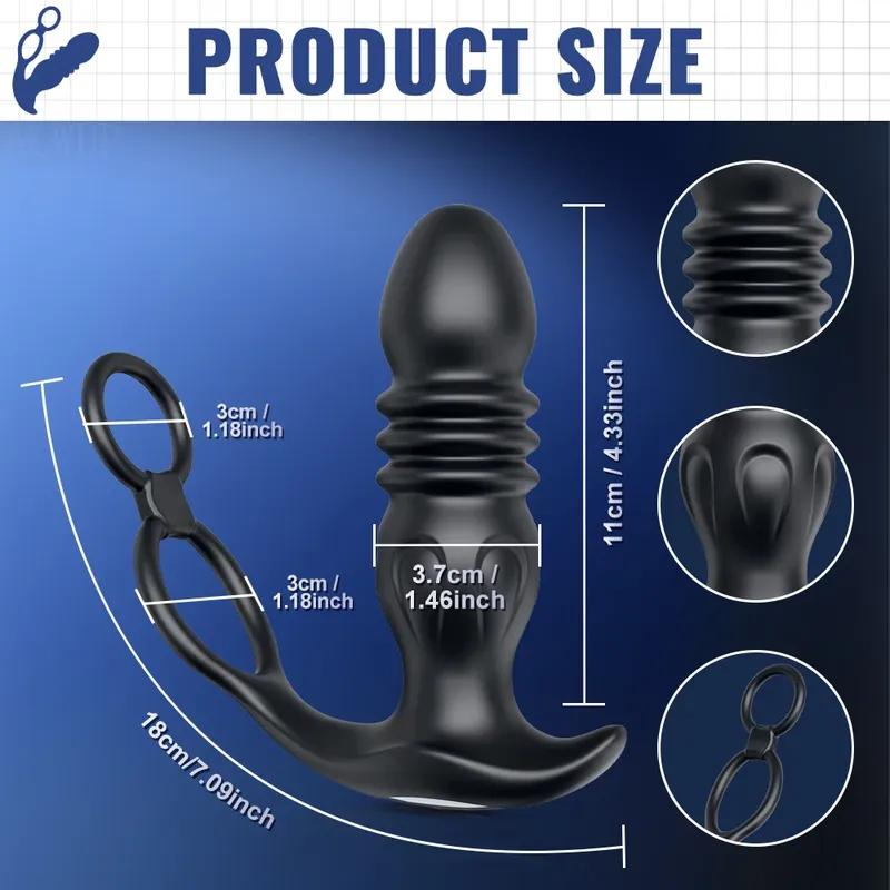 APP Control Thrusting Prostate Massager for Men Telescopic Anal Vibrator for Gay Butt Plug Cock Ring Adult Goods Sex Toy for Men