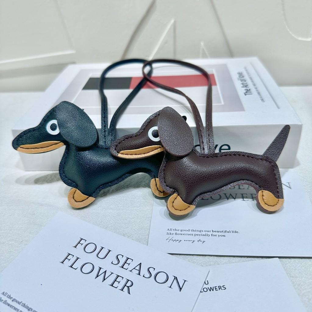 Contemporary Dachshund Leather Dog Keychain Accessory For Phones Bags Cars And