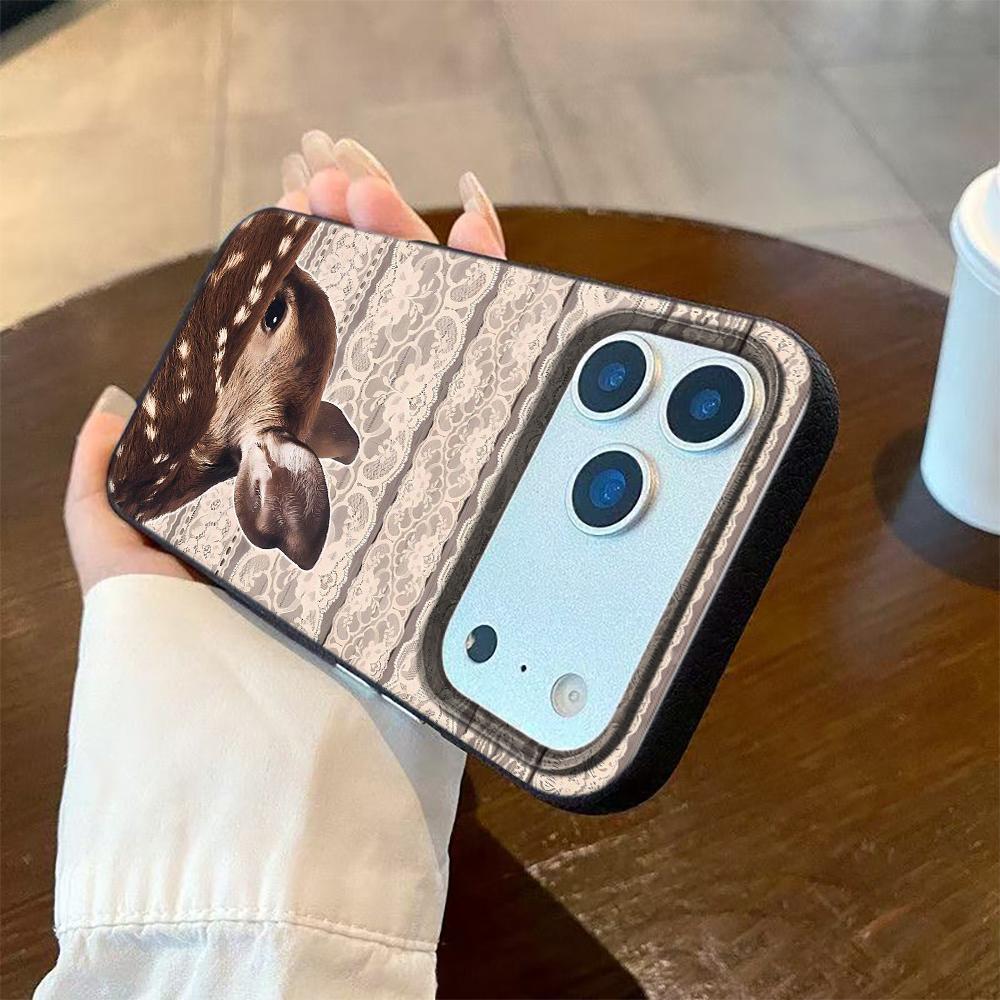 

Lace Deer Pattern Silicone Phone Case For iPhone 17 Pro Max 11 12 13 14 15 16 Pro 17 Air 15 14 Plus X XS XR Soft Cover iPhone XR