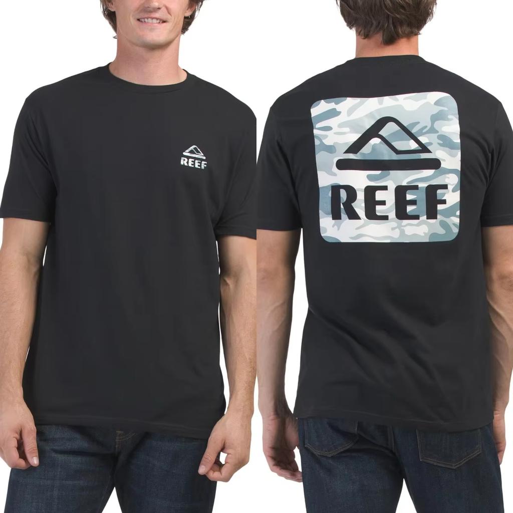 Men's T-shirt Reef Brand Print Casual Pure Cotton Oversized Y2k Tops Women's Short Sleeve Crew Neck Tee Comfortable Vacation Top