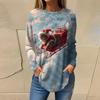 Tee Shirts For Women Casual Round Neck Long Sleeve Shirts Christmas Printing Top Pullover