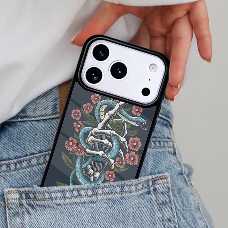 Hand Snake Flower Phone Case for iPhone 16e 15 14 13 12 17 Pro Max Plus Air 17pro Cover Coque
