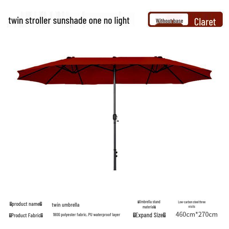 Large Outdoor Cafe & Terrace Sun Umbrella with Three-Head Center Pole
